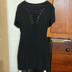 Lace up black dress